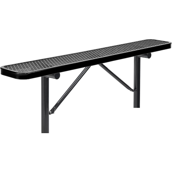 Global Industrial 6ft Outdoor Steel Flat Bench, Expanded Metal, In Ground Mount, Black 277156IBK - main
